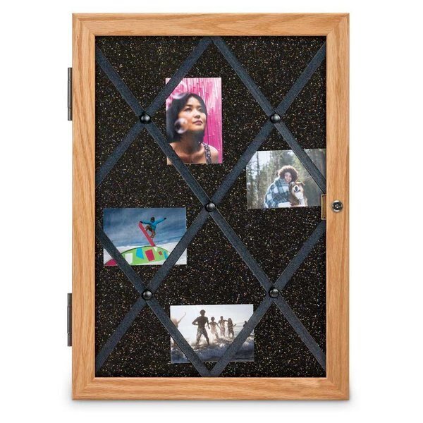 Sliding Door Indoor Enclosed Corkboard, 7, UNITED VISUAL PRODUCTS, Mfr# UV9027ACS-GOLD-DBURGU